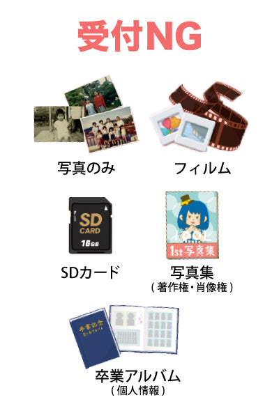 受付のできない商品（写真アルバム）